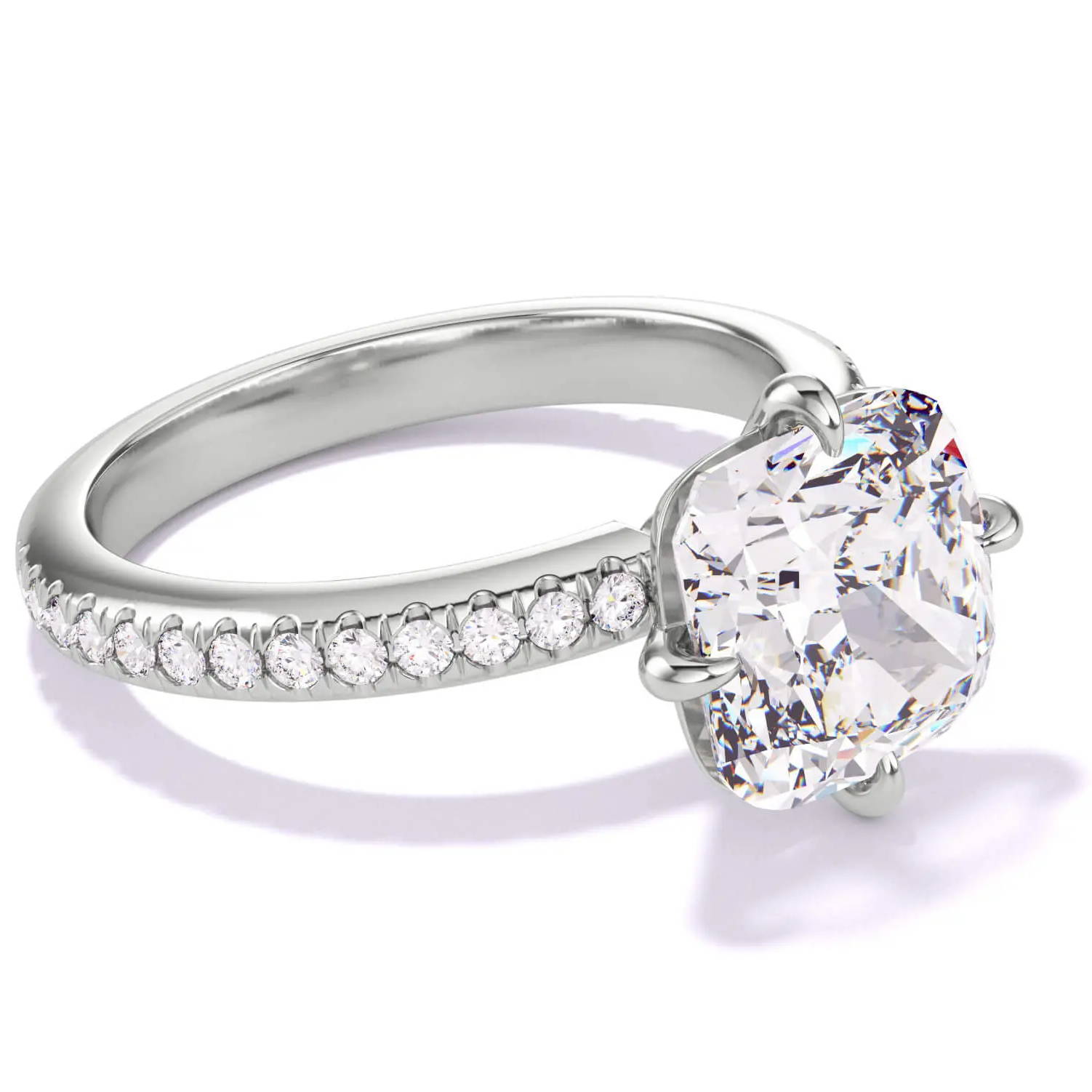 platinum cushion cut diamond engagement ring