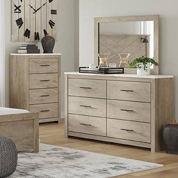 White Mirrored Dresser with Side Table for Bedroom - Shop Now | Ashley Furniture Homestore