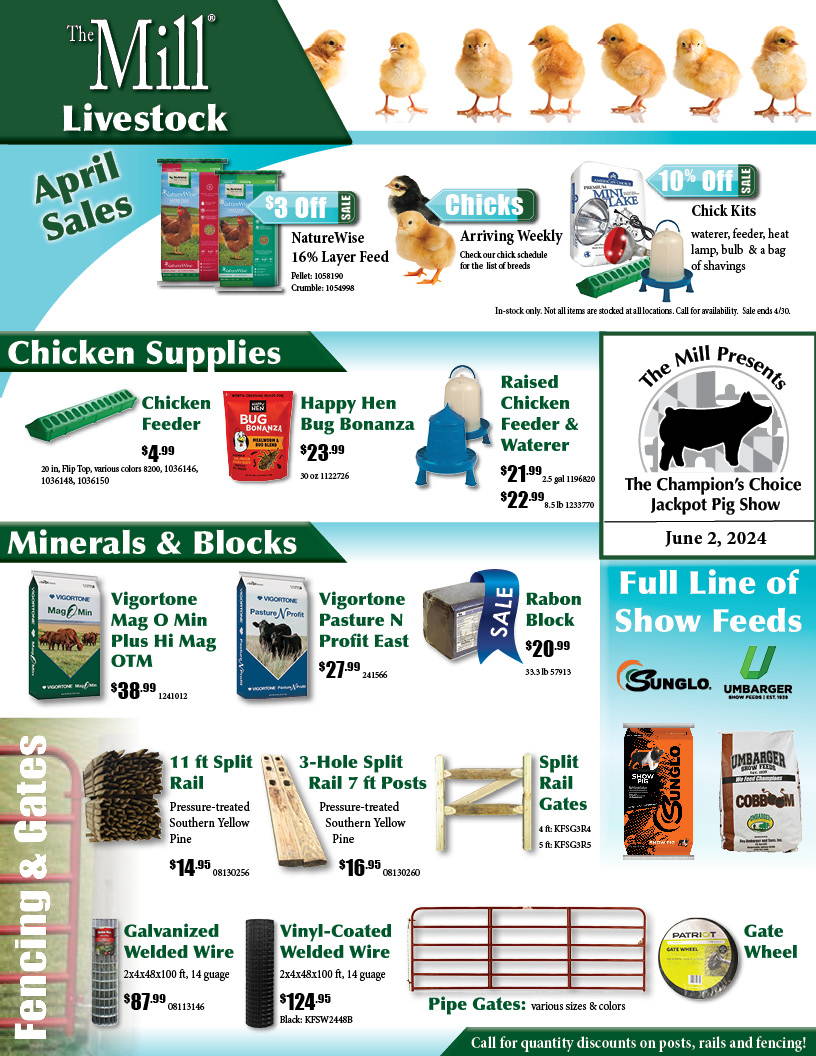 monthly livestock sales, specials, and events