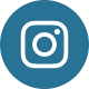 Instagram logo in a blue circular background.