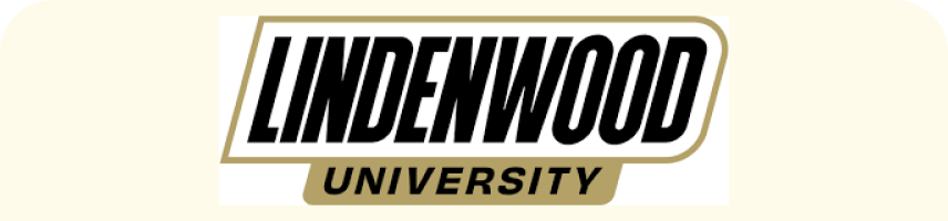 Lindenwood University logo with black and gold text.