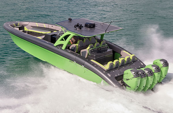 Green Boat with Black Outlaw Train Horn