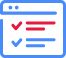 Blue and red webpage with checklist icon