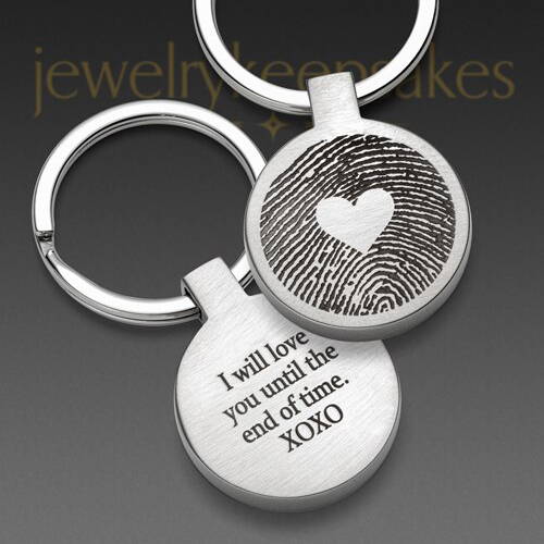 Round My Love Stainless Steel Thumbprint Keychain