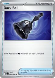 Dark Bell Trainer card with effect description and game instructions.
