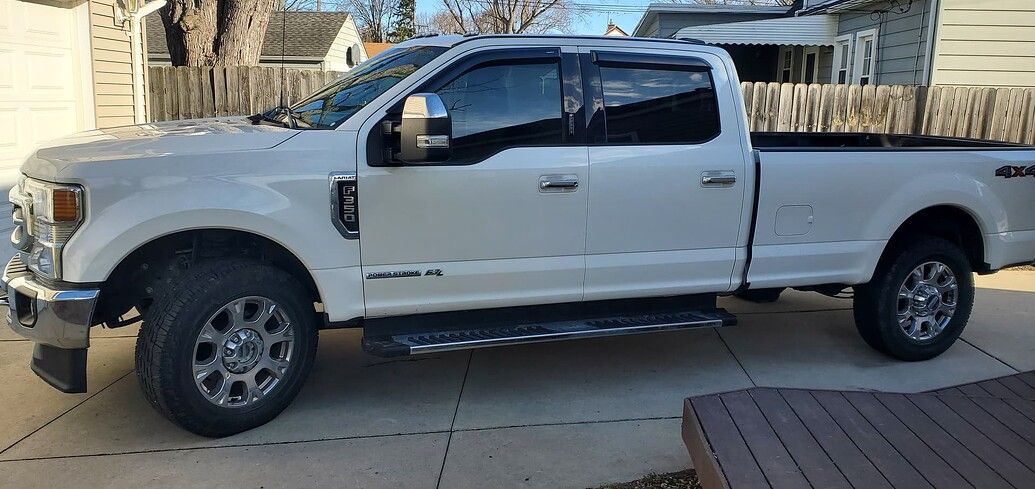  2020 Ford F350 with HornBlasters PsychoBlasters V2 Nightmare Edition horn kit mounted under the truck