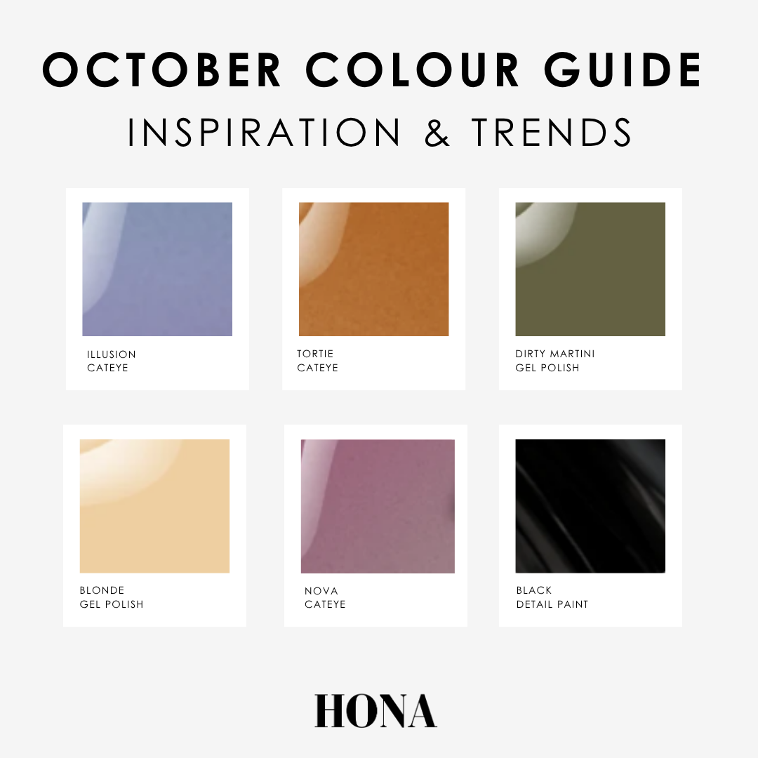 October Colour Guide featuring six color swatches and trends.