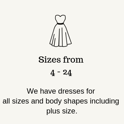 MarlasFashions.com bridesmaid dresses range in size from 4 to 24. We carry plus size dresses so everyone in your bridal party is taken care of.