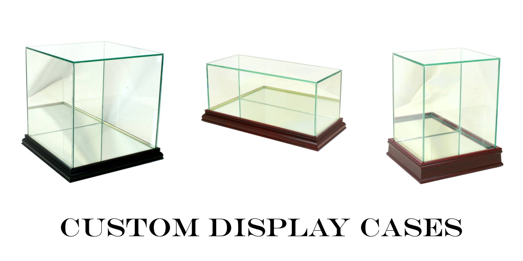 banner with three empty display cases