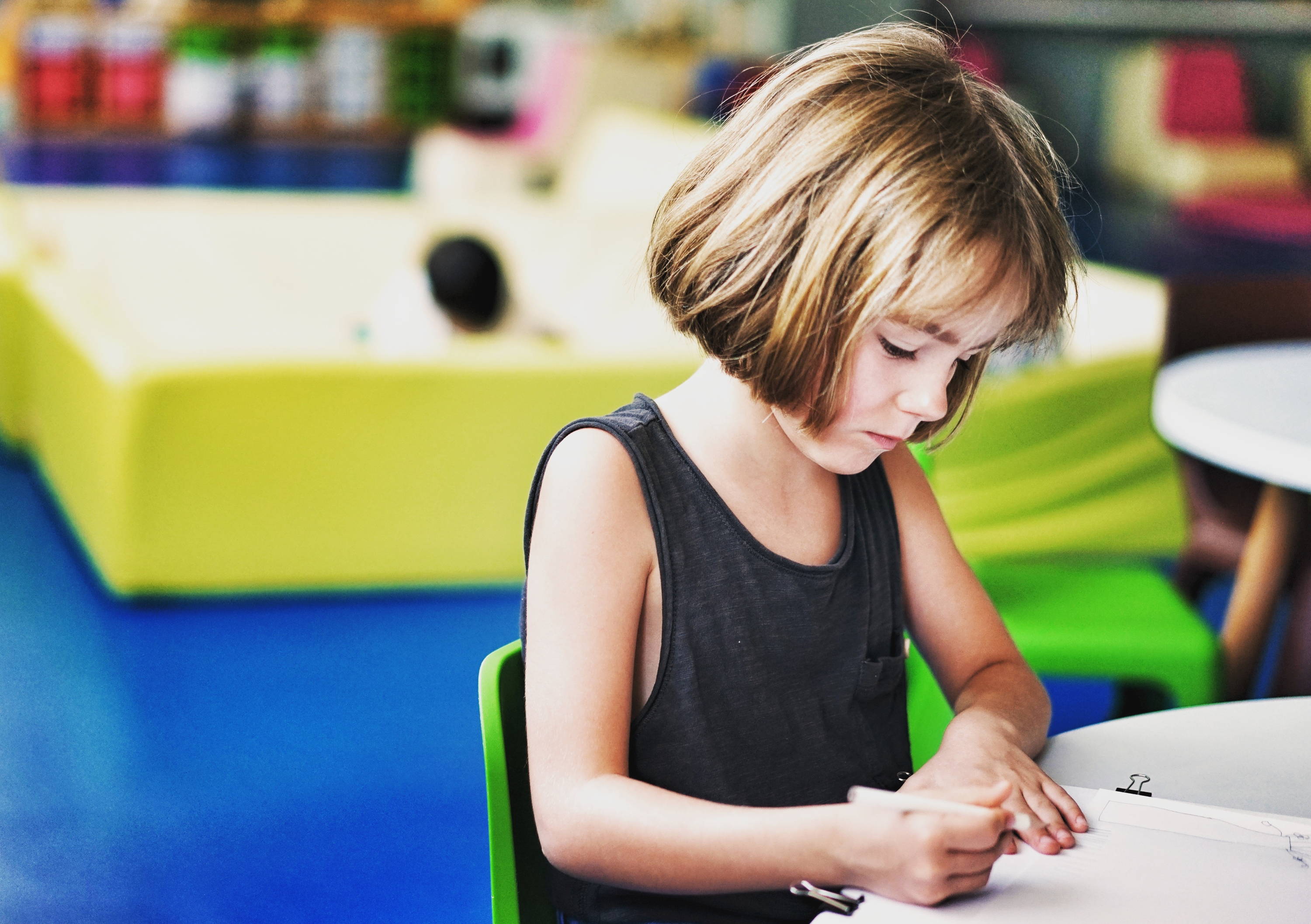 girl studying in classroom