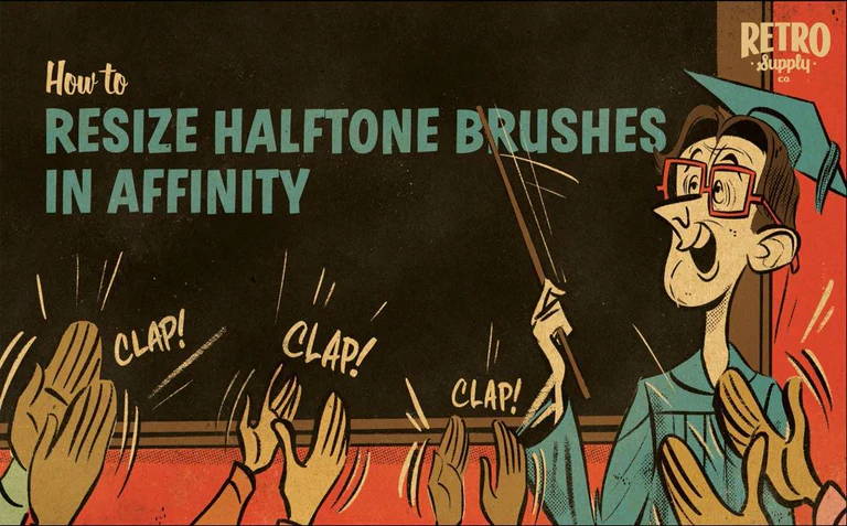 How to resize halftone brushes in Affinity Designer by RetroSupply Co.