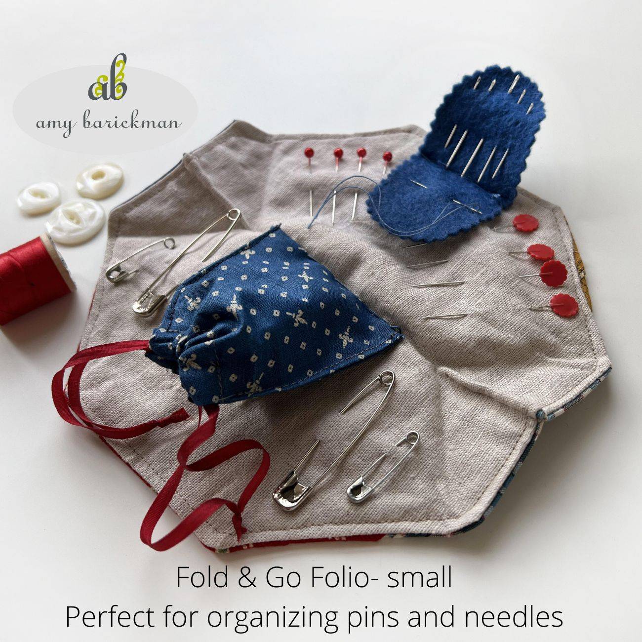 organize pins and needles with the fold and go folio