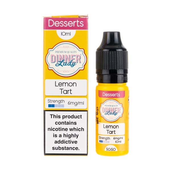 Lemon Tart e-liquid bottle and packaging from Dinner Lady brand.