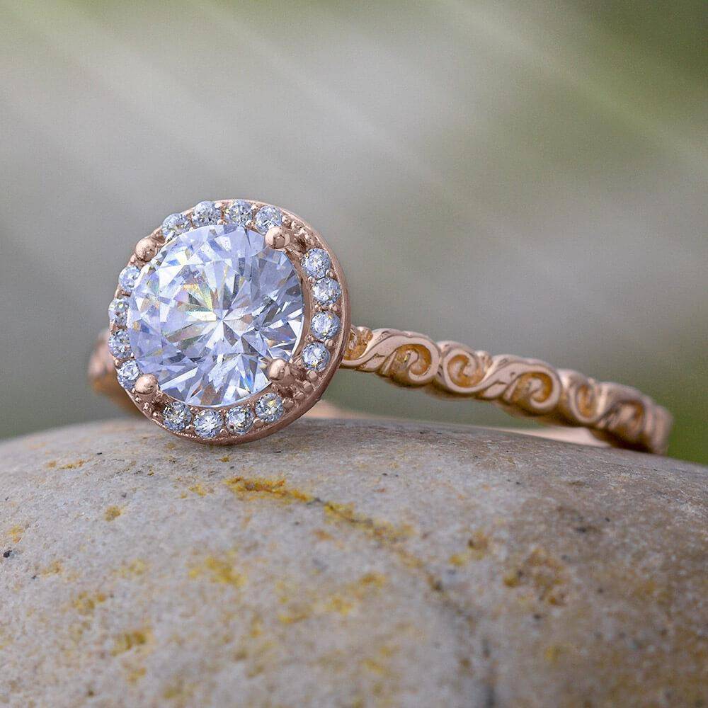 Halo Rose Gold Engagement Ring