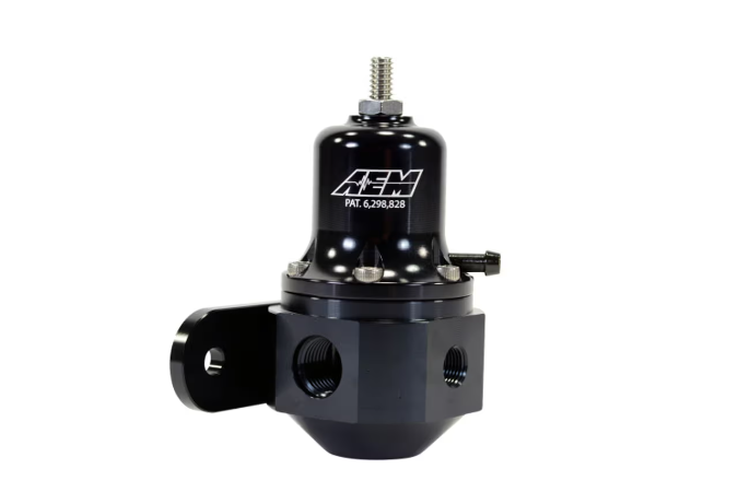 Photo of AEM fuel pressure regulator.
