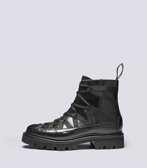 Jeanette - Women's Black lace-up ankle boot with a rugged sole.