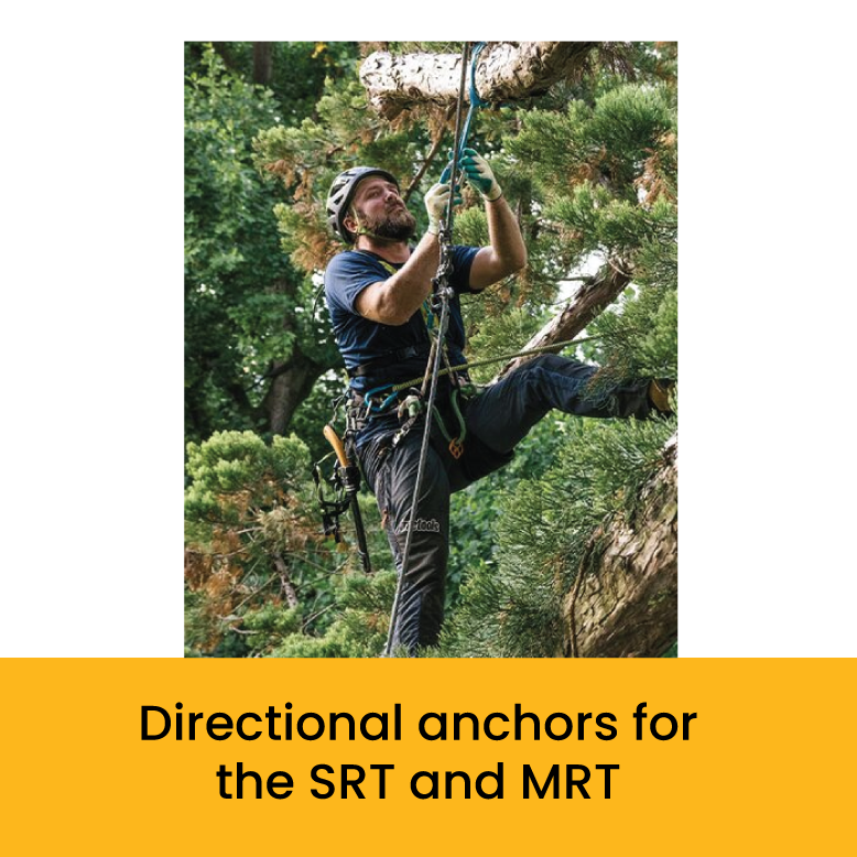 Person climbing with ropes, demonstrating directional anchors for SRT and MRT.