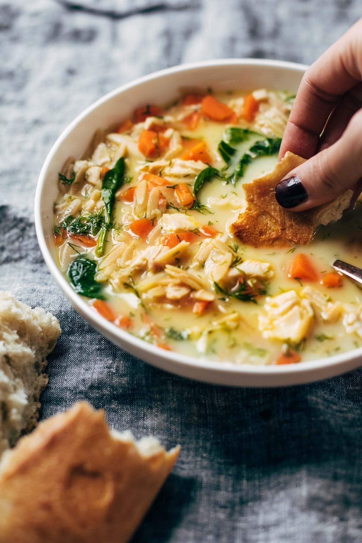Lemon chicken soup with orzo