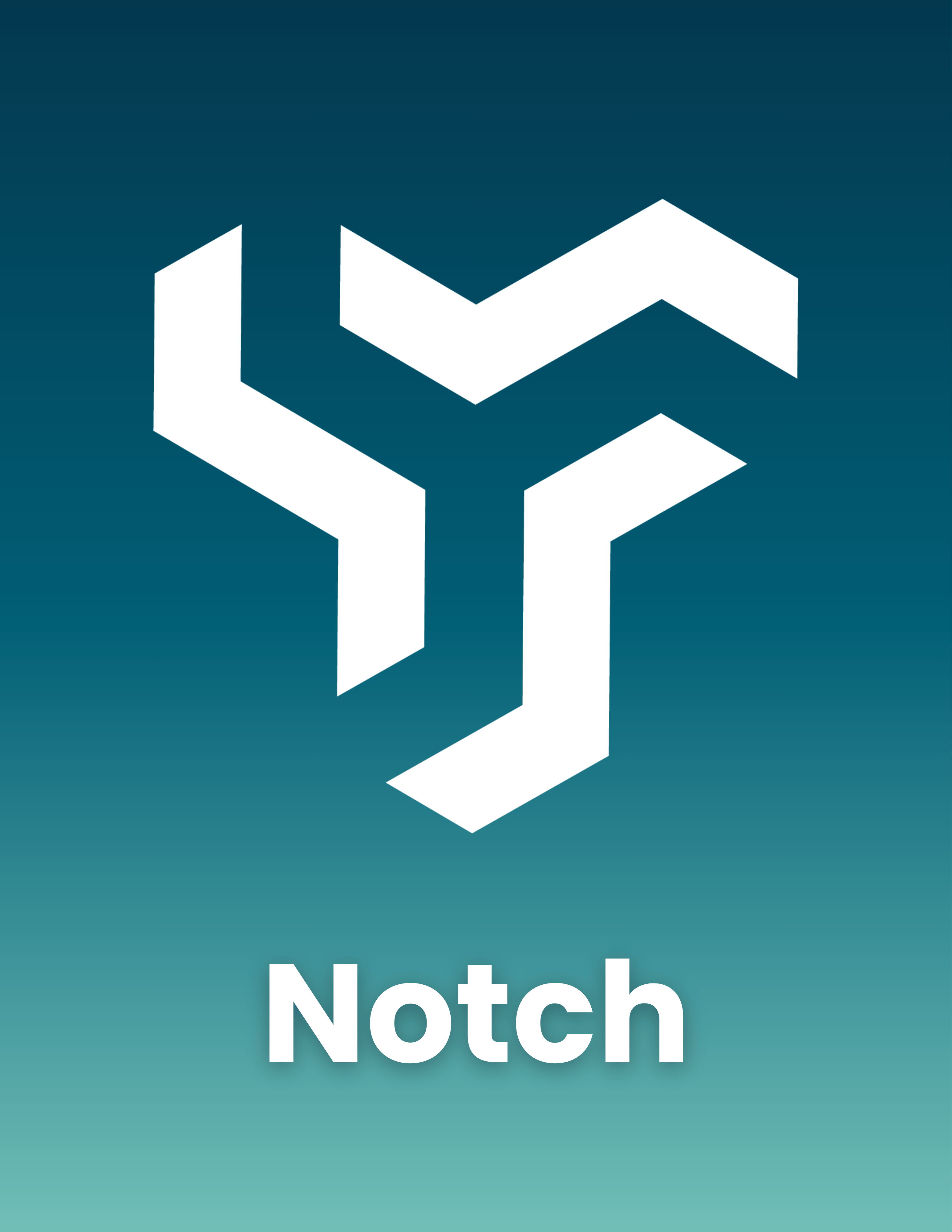 Logo of Notch with geometric design on a gradient background.
