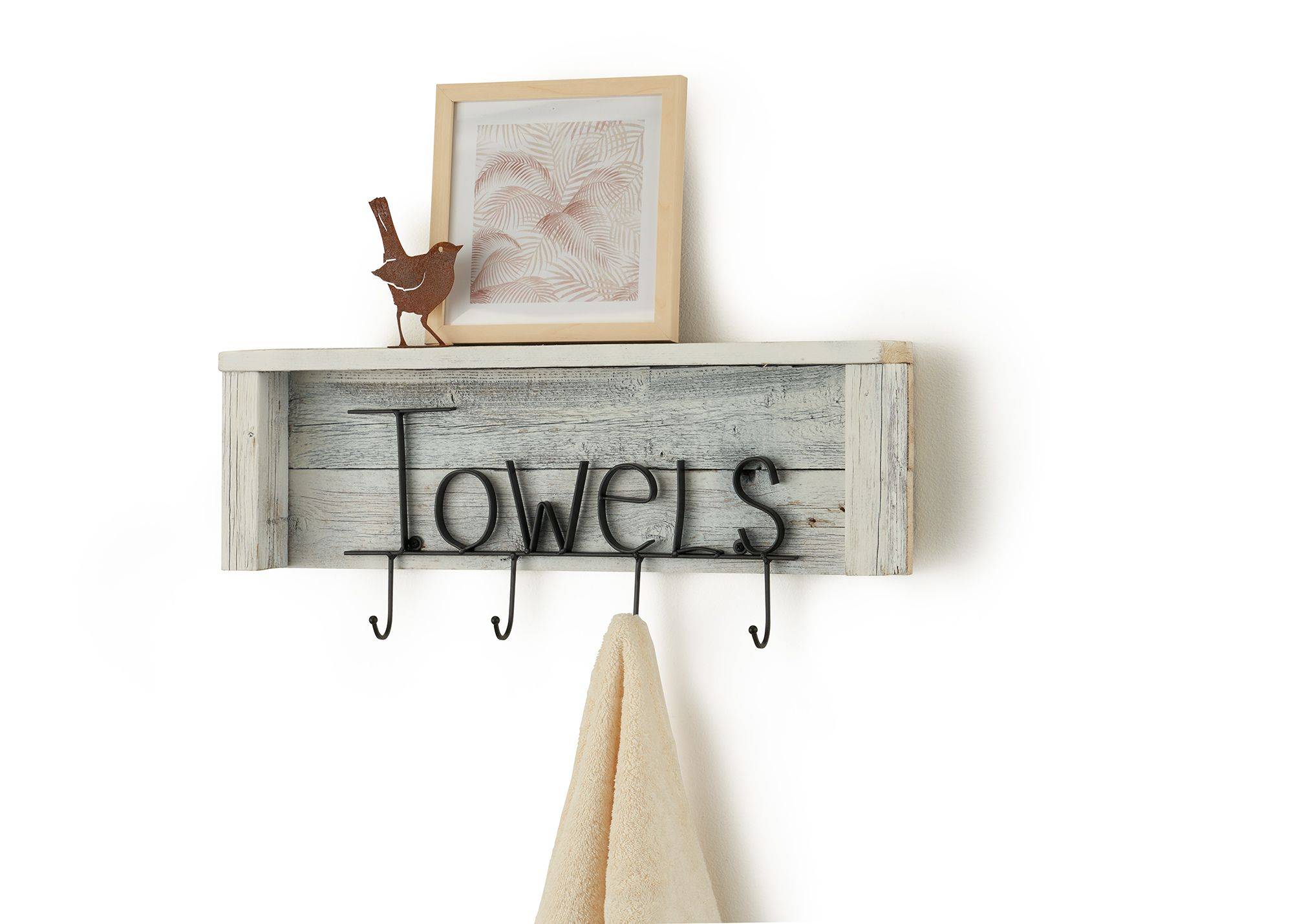 towel rack with towel scrip and 4 hooks