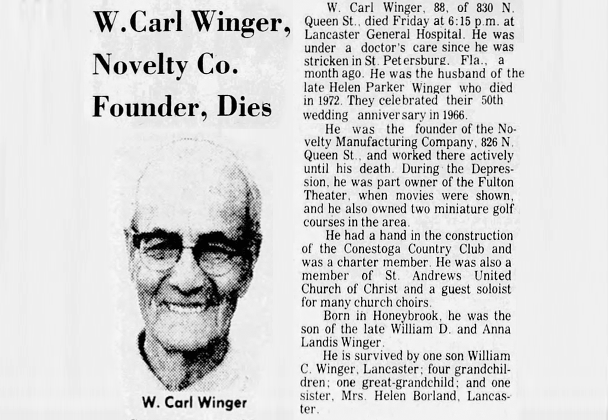 Obituary for W. Carl Winger