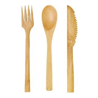 A bamboo fork, knife, and spoon