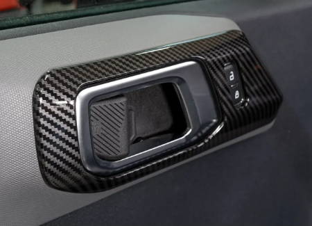 IAG I-Line 4pc Interior Door Handle Cover Gloss Carbon for 2021+ Ford Bronco Four Door Front Installed 1