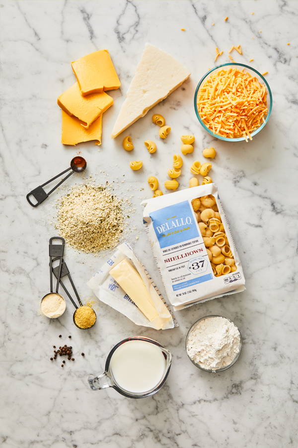 Ingredients for homemade mac and cheese