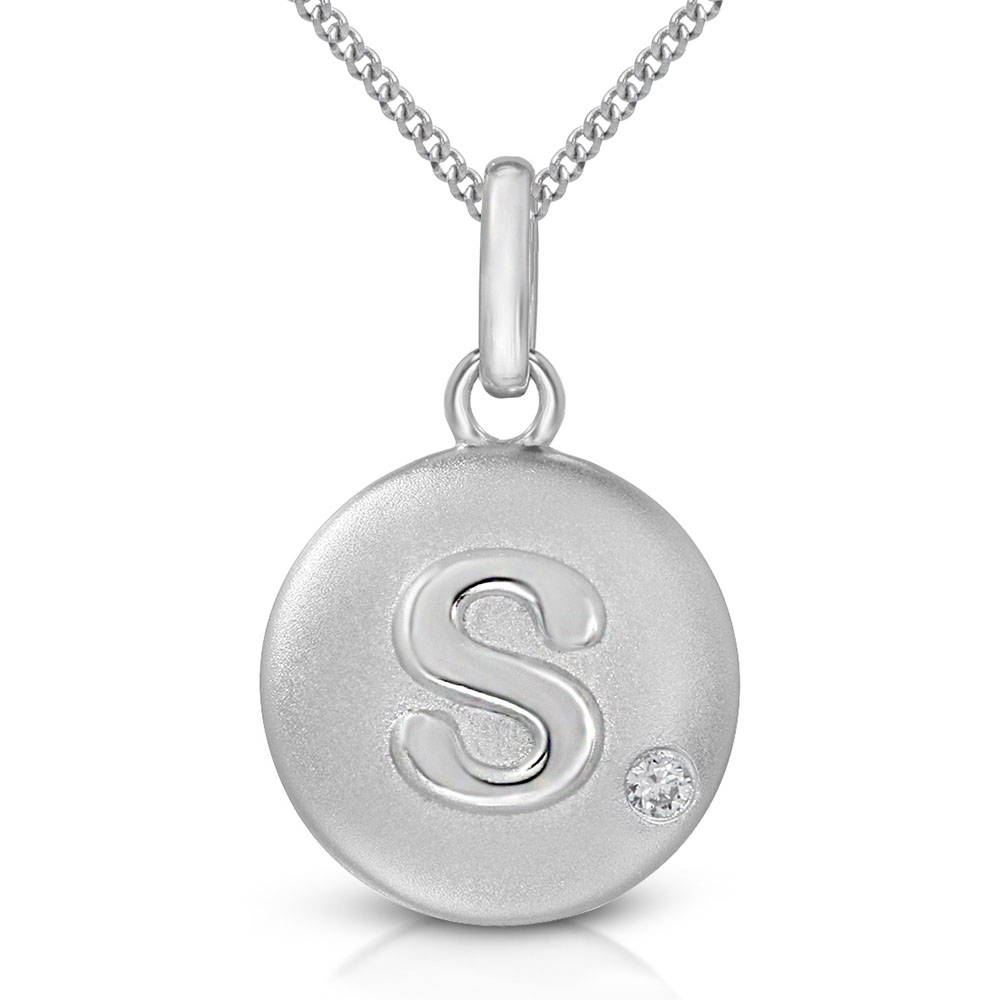 Pure at Birth letter S pendant with curb link necklace