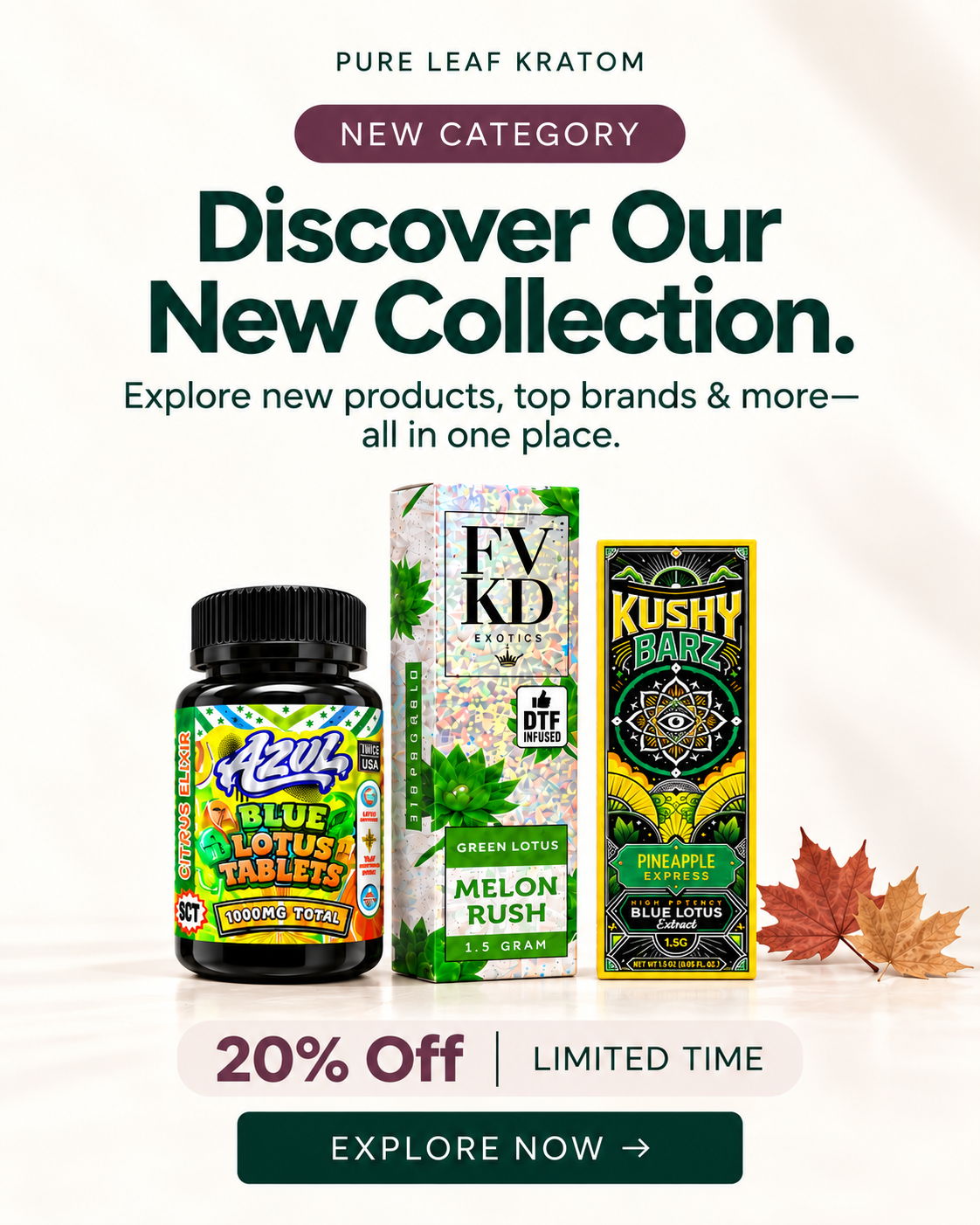 New collection of products with promotional discount.