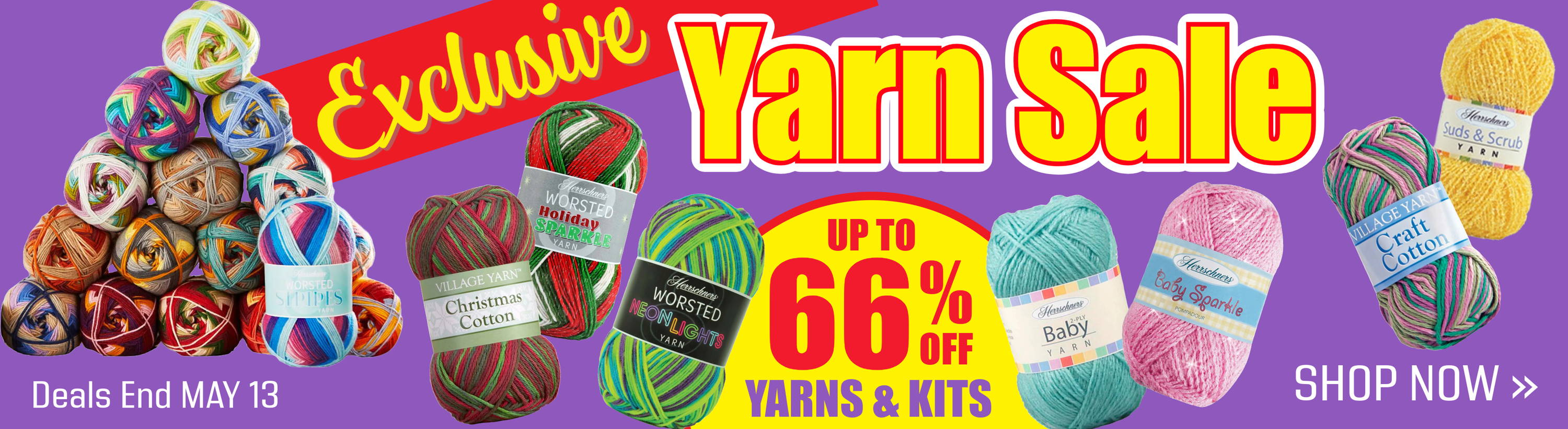 Exclusive Yarn Sale up to 66% Off Until May 13. Image: Herrschners Exclusive Yarns.