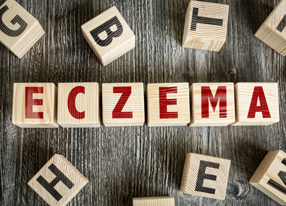 eczema spelled out in blocks eczema and inflammation the gut skin connection