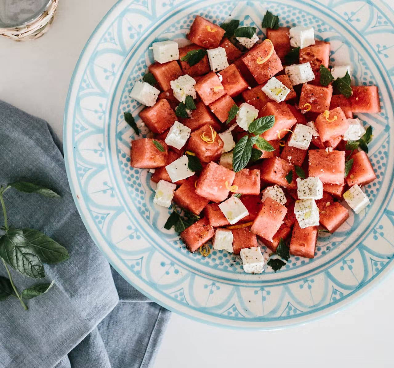 Watermelon salad with Feta and Mint