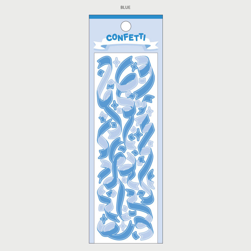 Blue - Wanna This Confetti hologram pearl long sticker seal