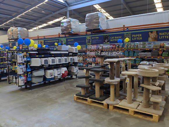 Interior view of the PetO pet store in Penrith showing shelves of cat supplies