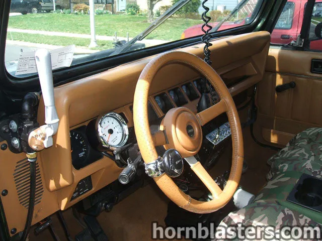 Close-up Nathan AirChime K3 mounting bracket fittings hardware Jeep Wrangler train horn detail photo 7
