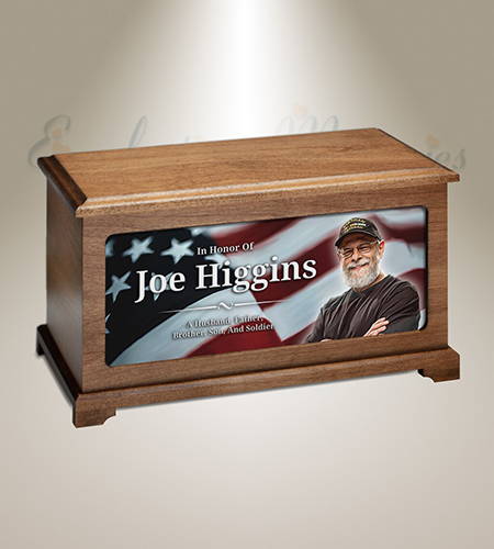 Veteran Flag With Photo Cremation Urn