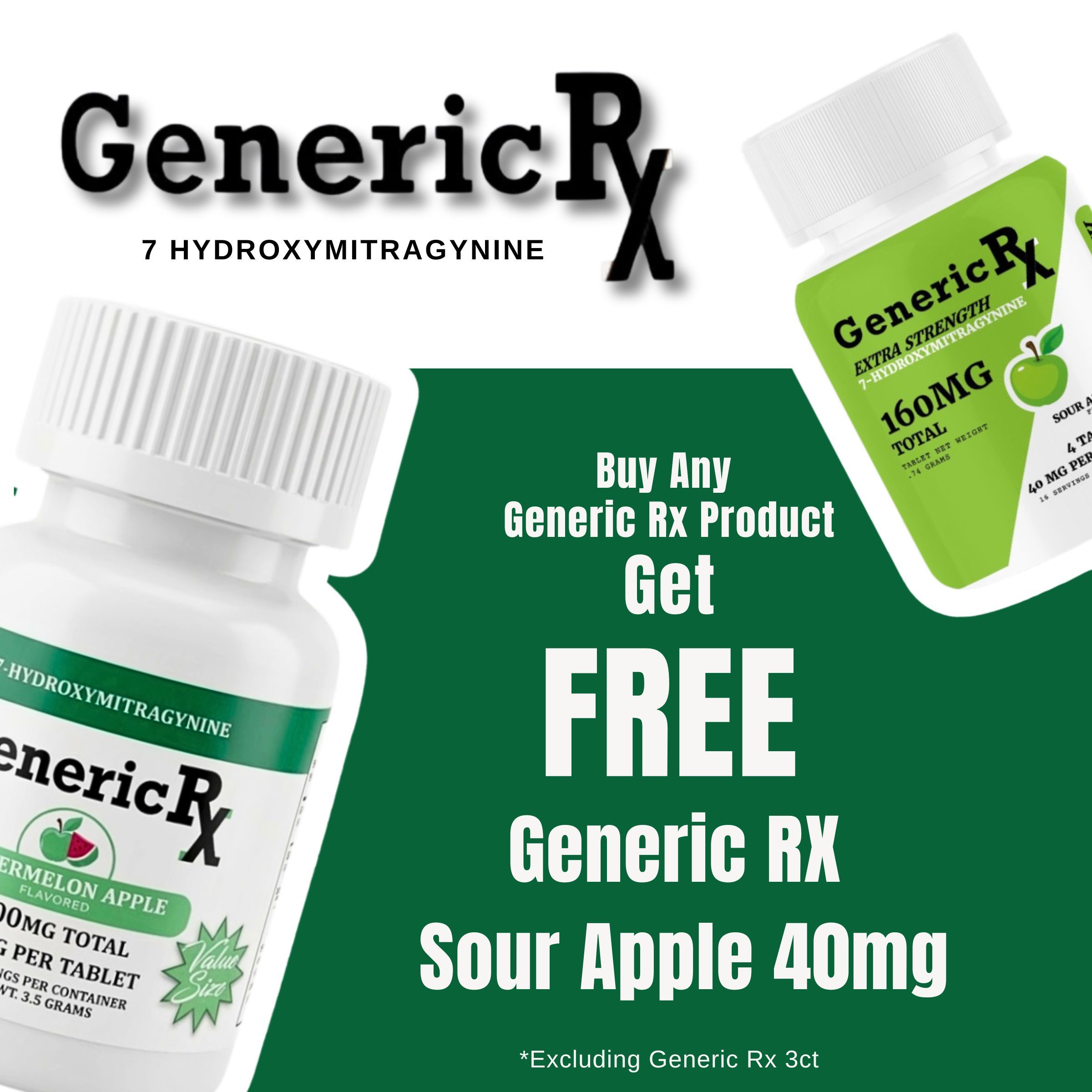 Promotional image for Generic RX products with a free offer.