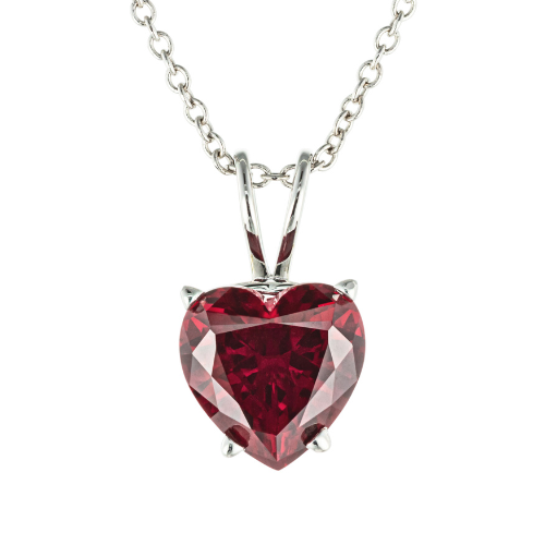 custom ruby heart shape pendant necklace on a white gold chain by MiaDonna