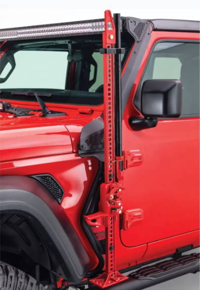 Image of Jeep with jack mount, side view