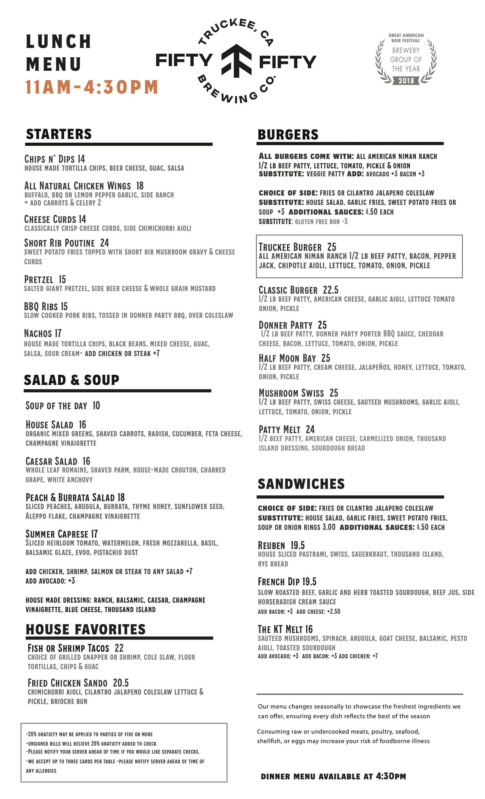 Summer Lunch Menu