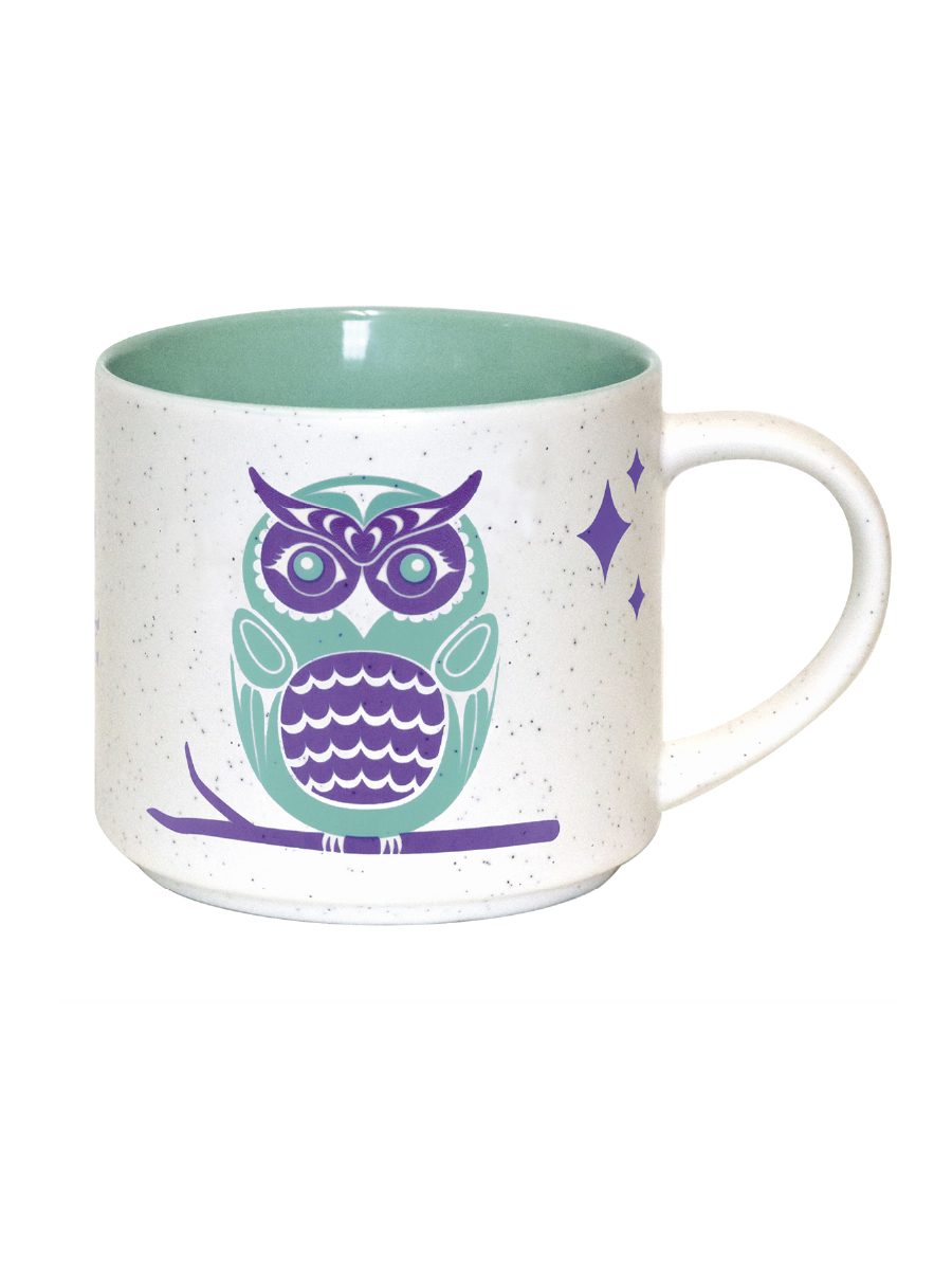 Owls 16oz Ceramic Mug by Simone Diamond, Coast Salish