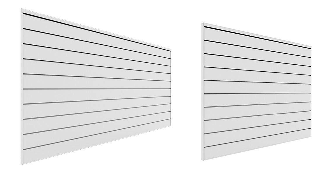 Panneaux de slatwall en PVC PROSLAT Garage Storage - 2 Packs de 8 ft. x 4  ft. Sections 20 lattes simples qui composent 64 pi2 une fois installé