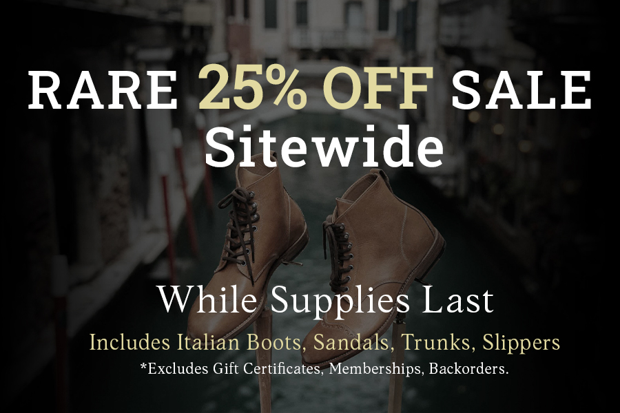 Rare 25% off sale sitewide, while supplies last, includes various footwear.