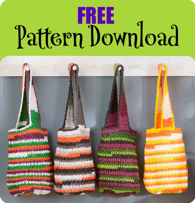 Free Pattern Download. Image: Herrschners Trick or Treat Totes.