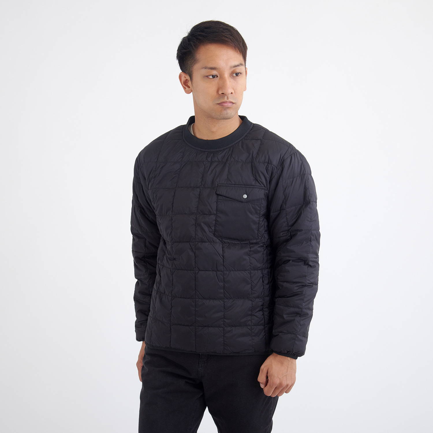 TAION（タイオン）/プルオーバークルーネックダウン/ブラック/UNISEX