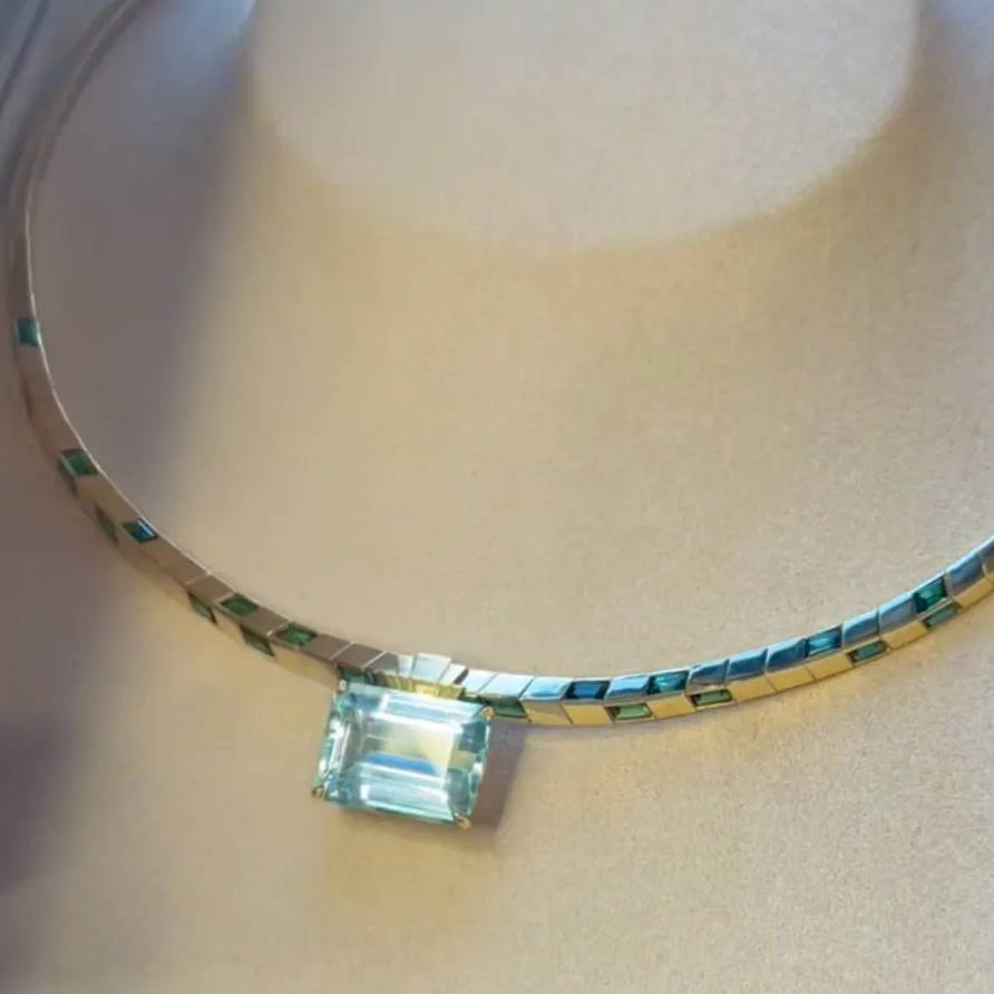 custom tourmaline and aquamarine necklace