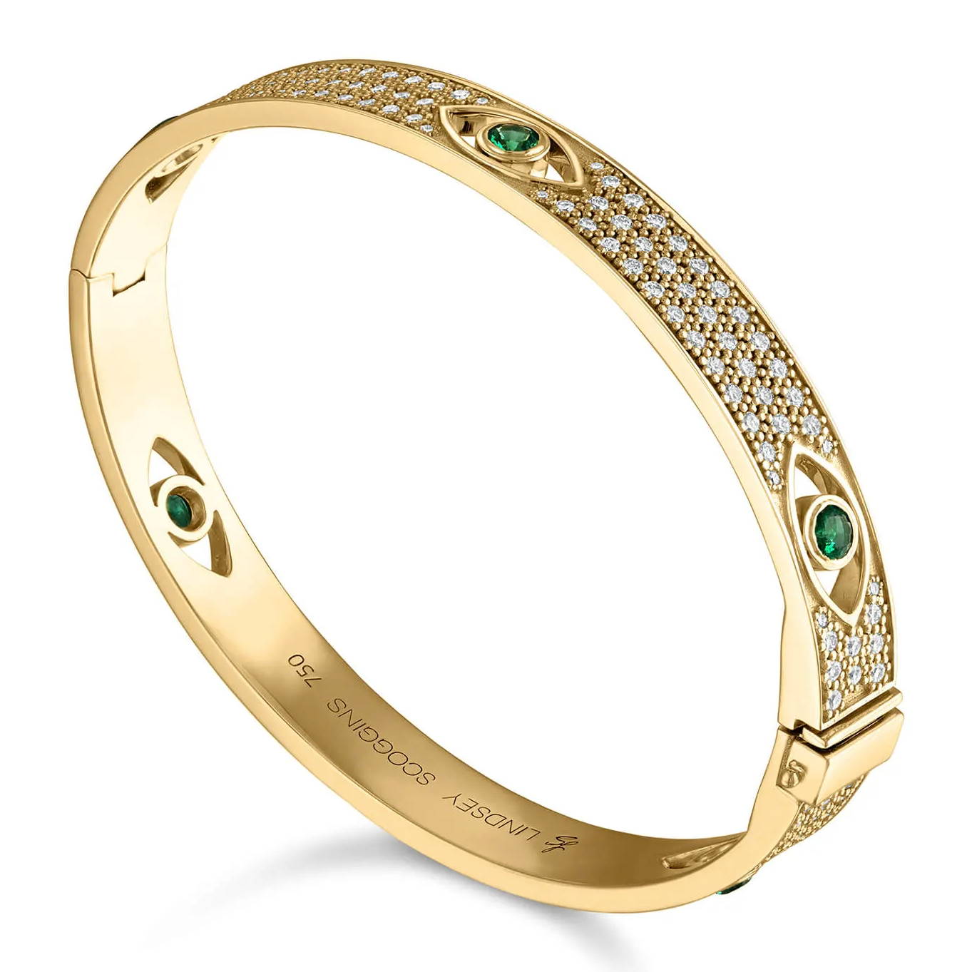 emerald and diamond gold evil eye bracelet