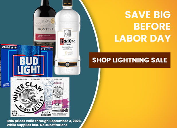 Promotional image for a sale before Labor Day on various beverages.