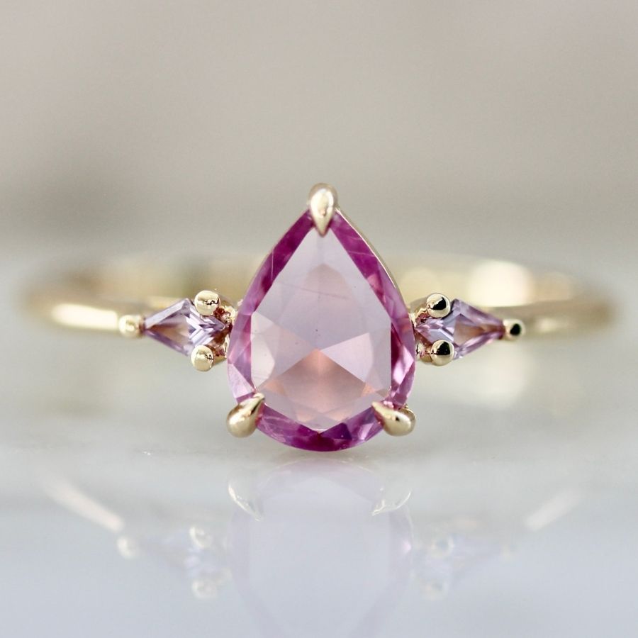 Pink rose cut sapphire ring